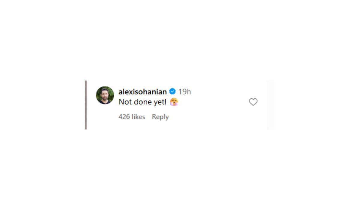 Alexis Ohanian's comment from the Instagram post
